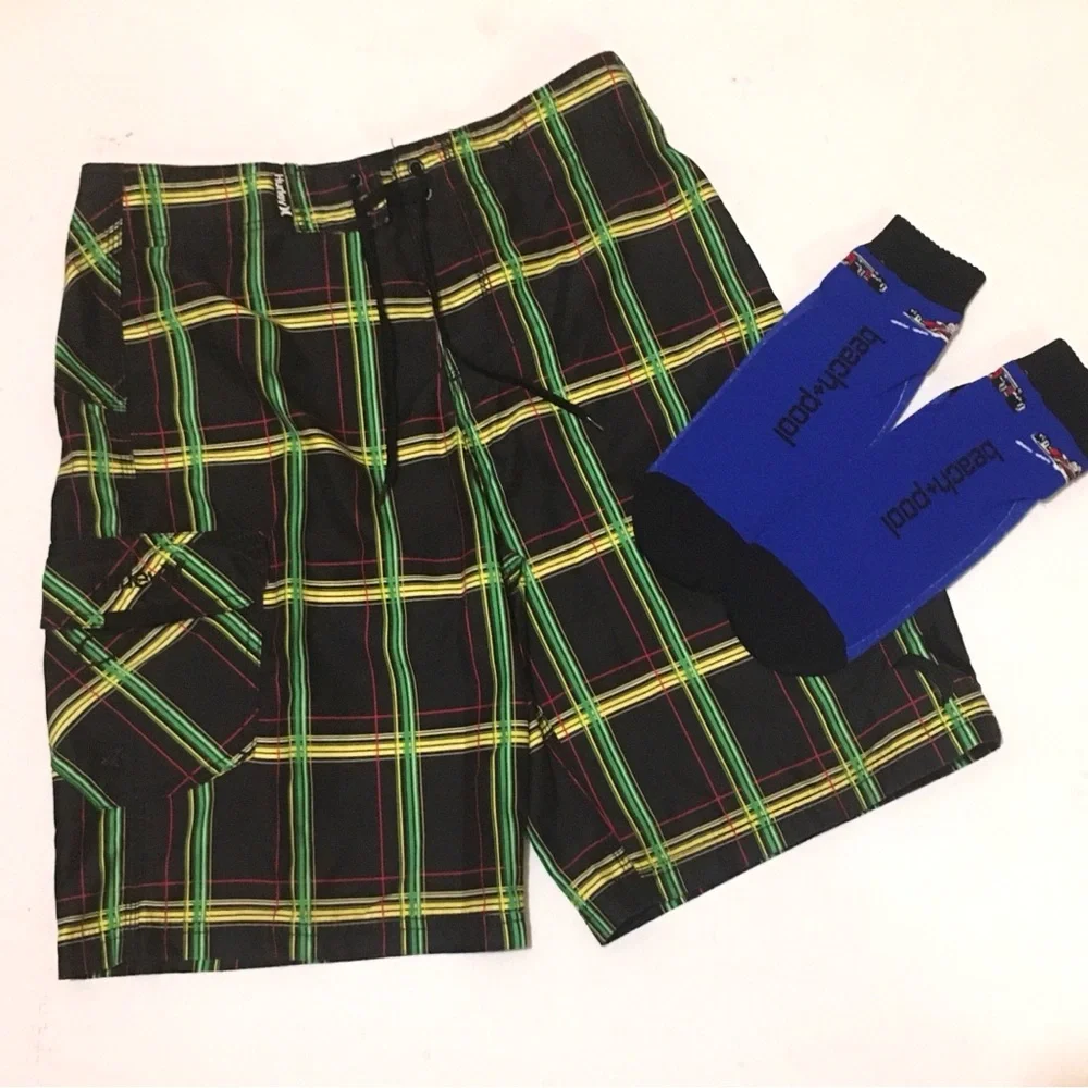 Set of EUC Plaid Trunks & Socks